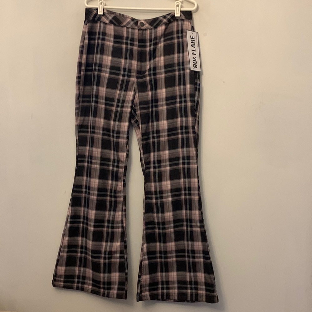 Almost famous 90’s flare brown checked pants Size 13 NWT